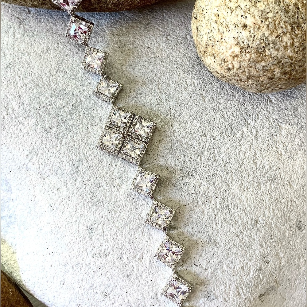 Sparkling Princess Cut Sterling Bracelet - Picture 6 of 10